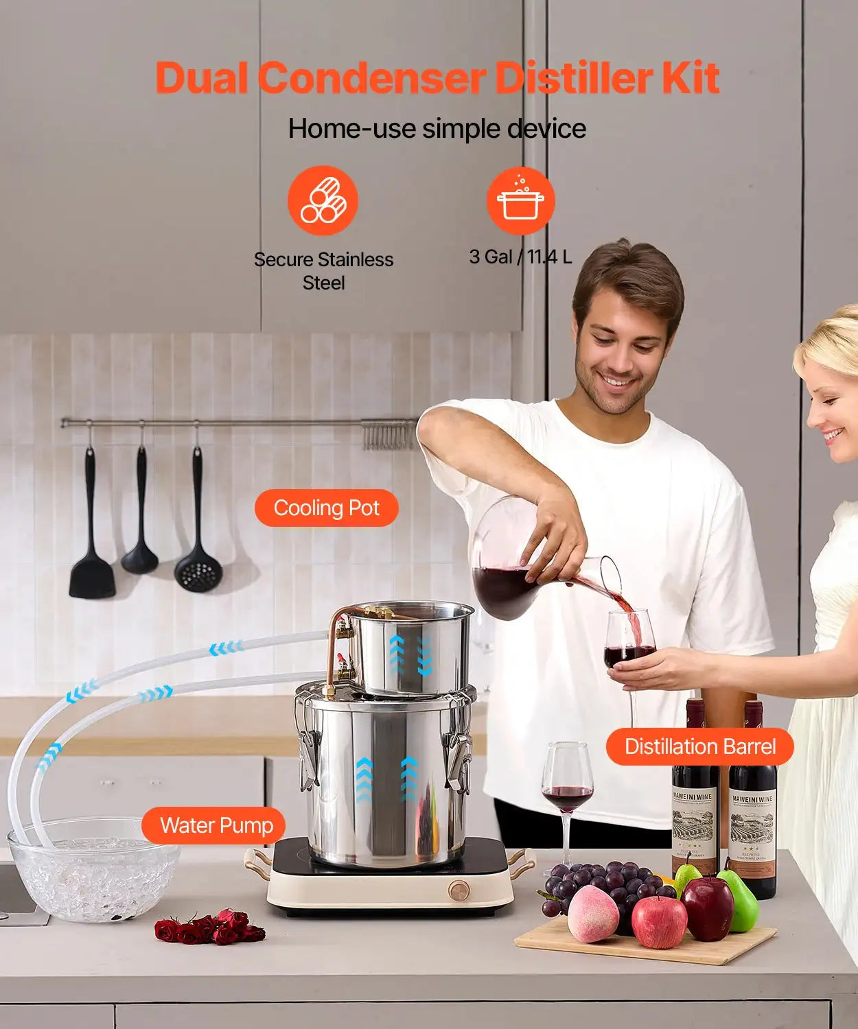 3 To 8 Gallons Stainless Distiller Copper Coil