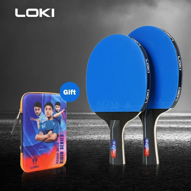Set Racchetta da Tennis da Tavolo Loki K5000 Blu con Punte in Gomma