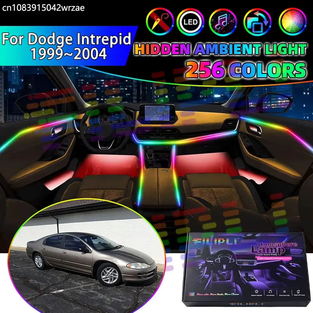 For Dodge Intrepid 1999~2004 2000 2001 2002 RGB Car Interior Ambient Lights Strips Breathing Lighting Kit App Control LED strips by InterCyprus Trading Ltd