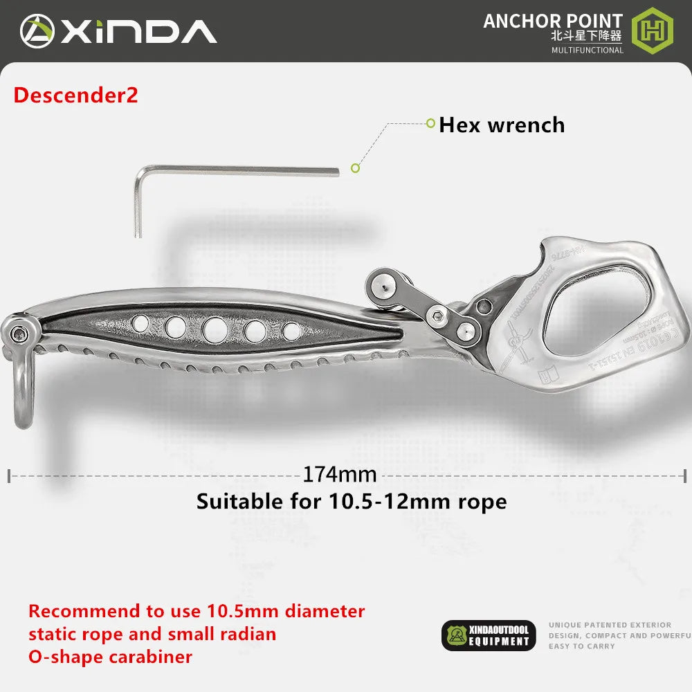 Xinda Climbing Descender &ndash; Stainless Steel Construction Descender2