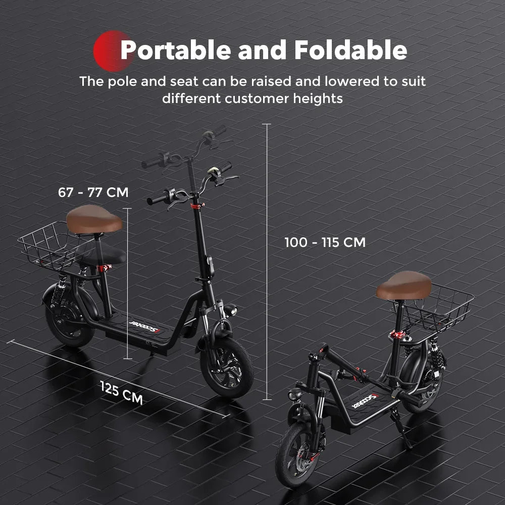 Elite I12 Electric Scooter &ndash; Foldable With Seat And Basket