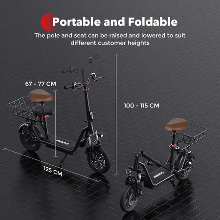 Elite I12 Electric Scooter &ndash; Foldable With Seat And Basket
