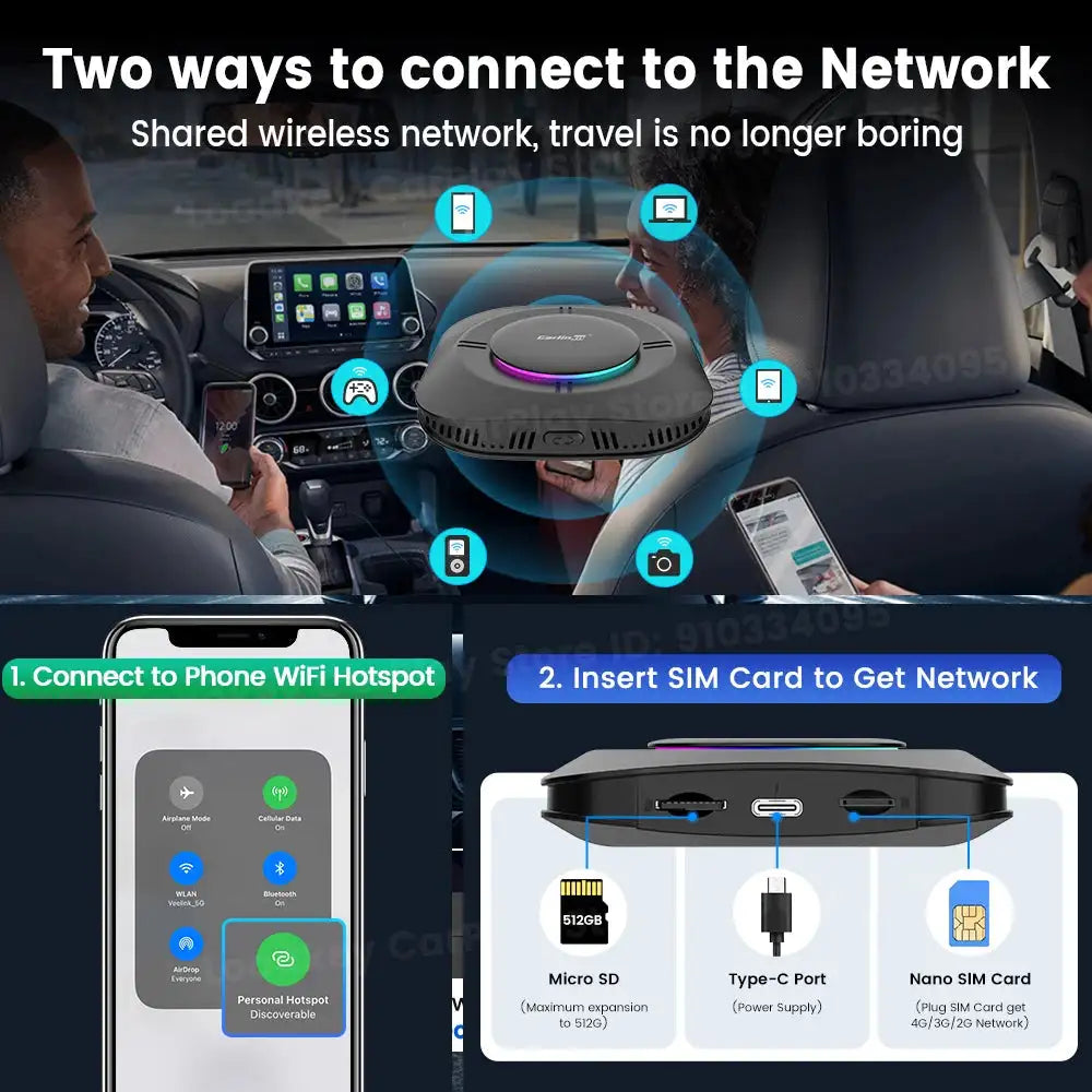 Carlinkit 128G Wireless CarPlay Box Android Auto Netflix