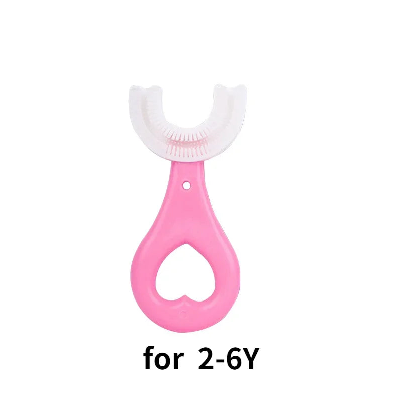 360 Degree U-Shaped Silicone Baby Toothbrush for Kids' Oral Care 1 Pcs Pink(2-6Y) / CHINA