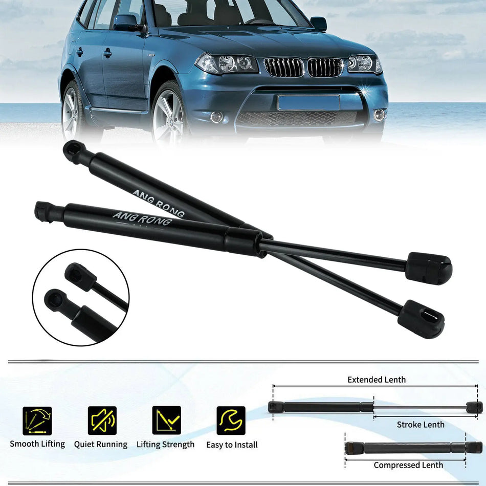 Zestaw 2 sprężyn gazowych do przedniej maski BMW X3 E83, 720N, 286mm, pasuje bezpośrednio