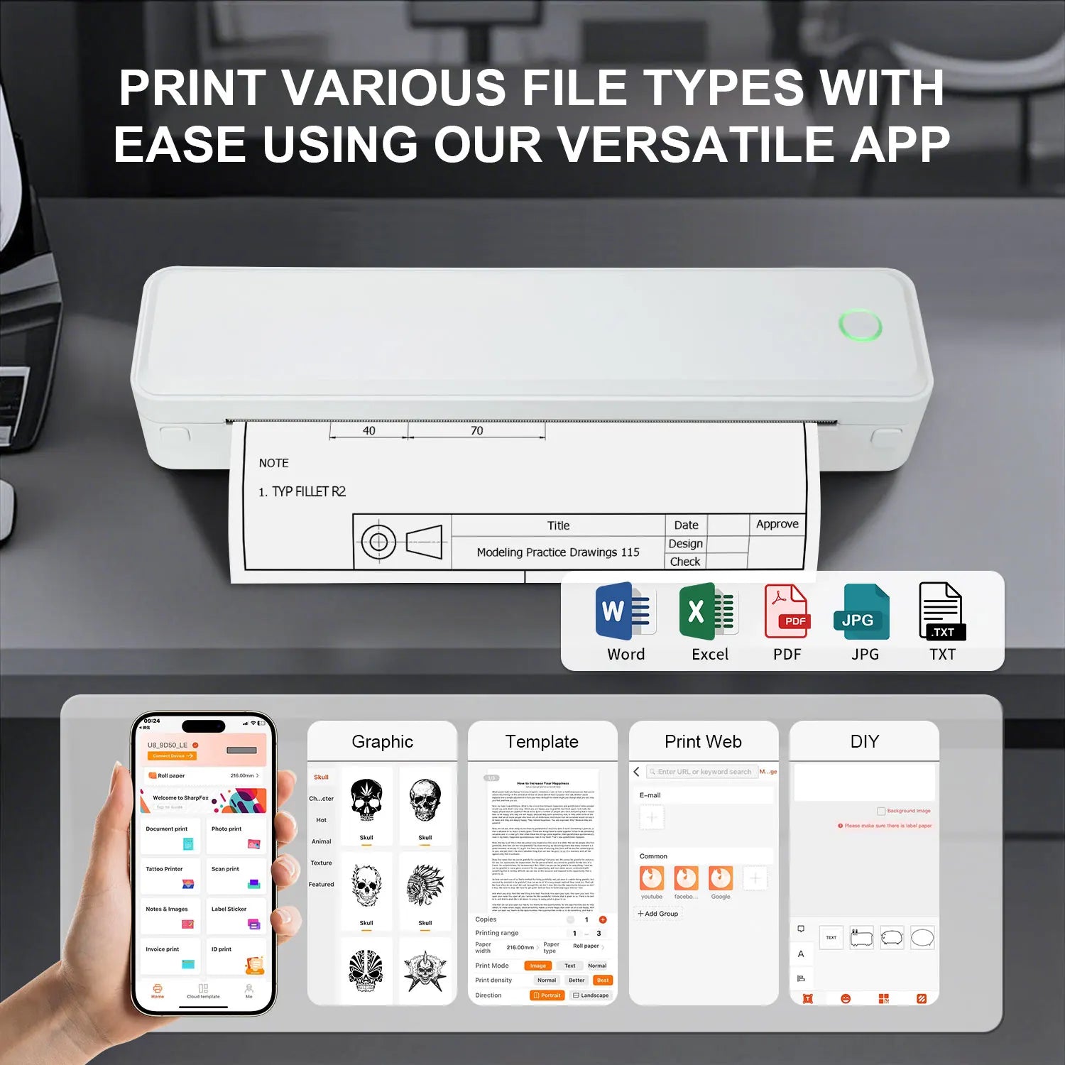 Hztz Portable Bluetooth Thermal Printer &ndash; Tattoo Printing