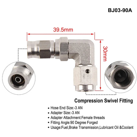 Stainless Steel Hydraulic Brake Banjo Fitting With AN3 M10x1 For Motorcycles by InterCyprus Trading Ltd