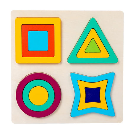 Montessori Wooden Shape Peg Puzzles &ndash; Educational Toy Set NB151C1