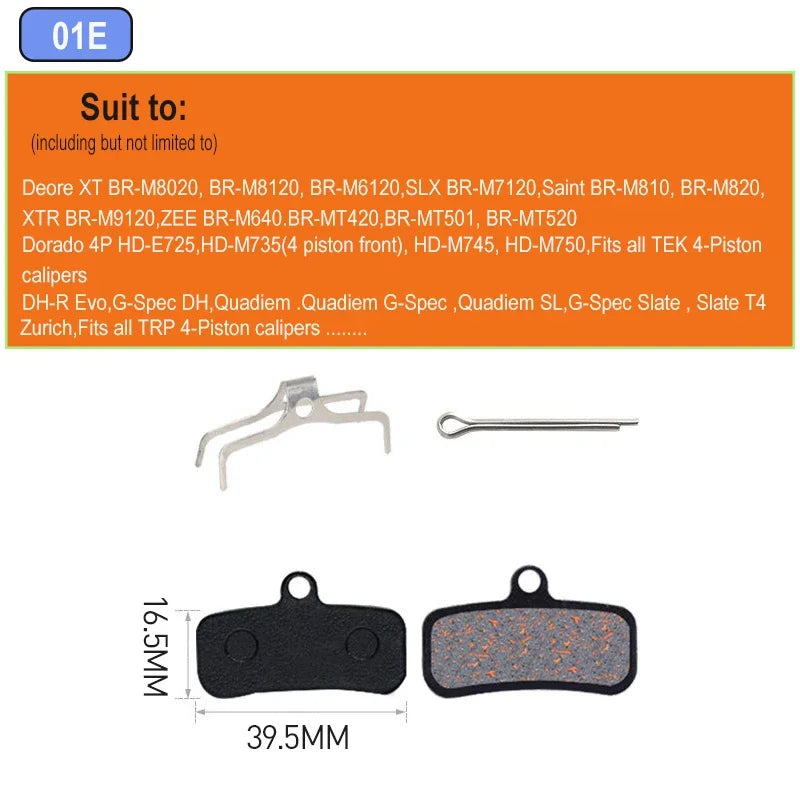MTB Hydraulic Disc Brake Pads Semi-Metallic 4pcs &ndash; Durable 2pair 01E