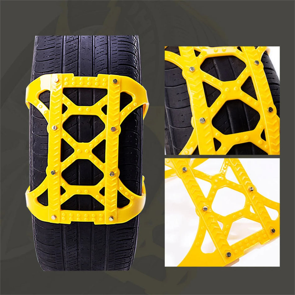 Auto-Schneeketten 6 Stück Nylon TPU rutschfest, einfach zu installieren, passend für 165 bis 265 mm Reifen