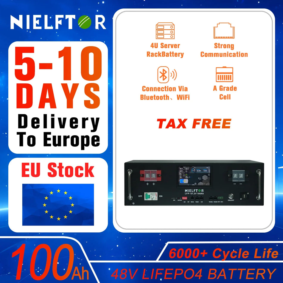 Nuovo Pacco Batteria NIELFTOR 48V LiFePO4 100Ah 200Ah 300Ah Con 16S 100A Smart BMS Bluetooth Per RV Solare