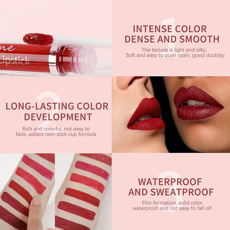 MAXFINE Waterproof Matte Liquid Lipstick - Long-lasting &amp; Moisturising