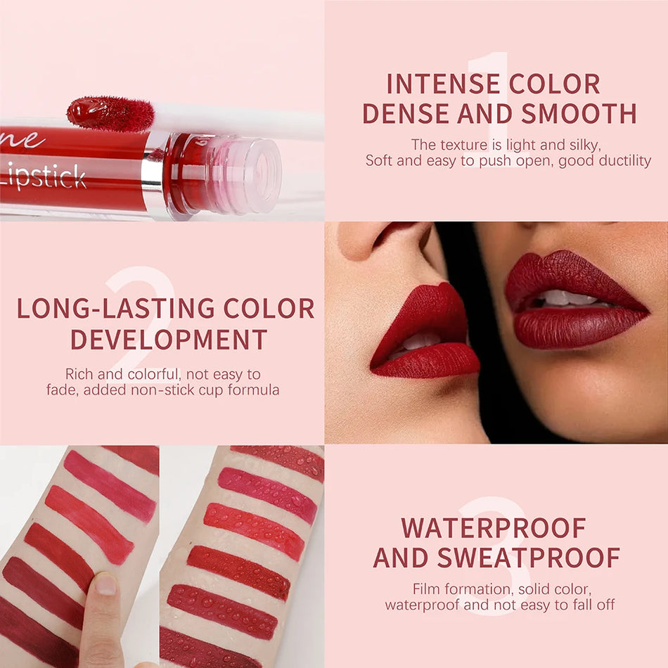 MAXFINE Waterproof Matte Liquid Lipstick - Long-lasting &amp; Moisturising