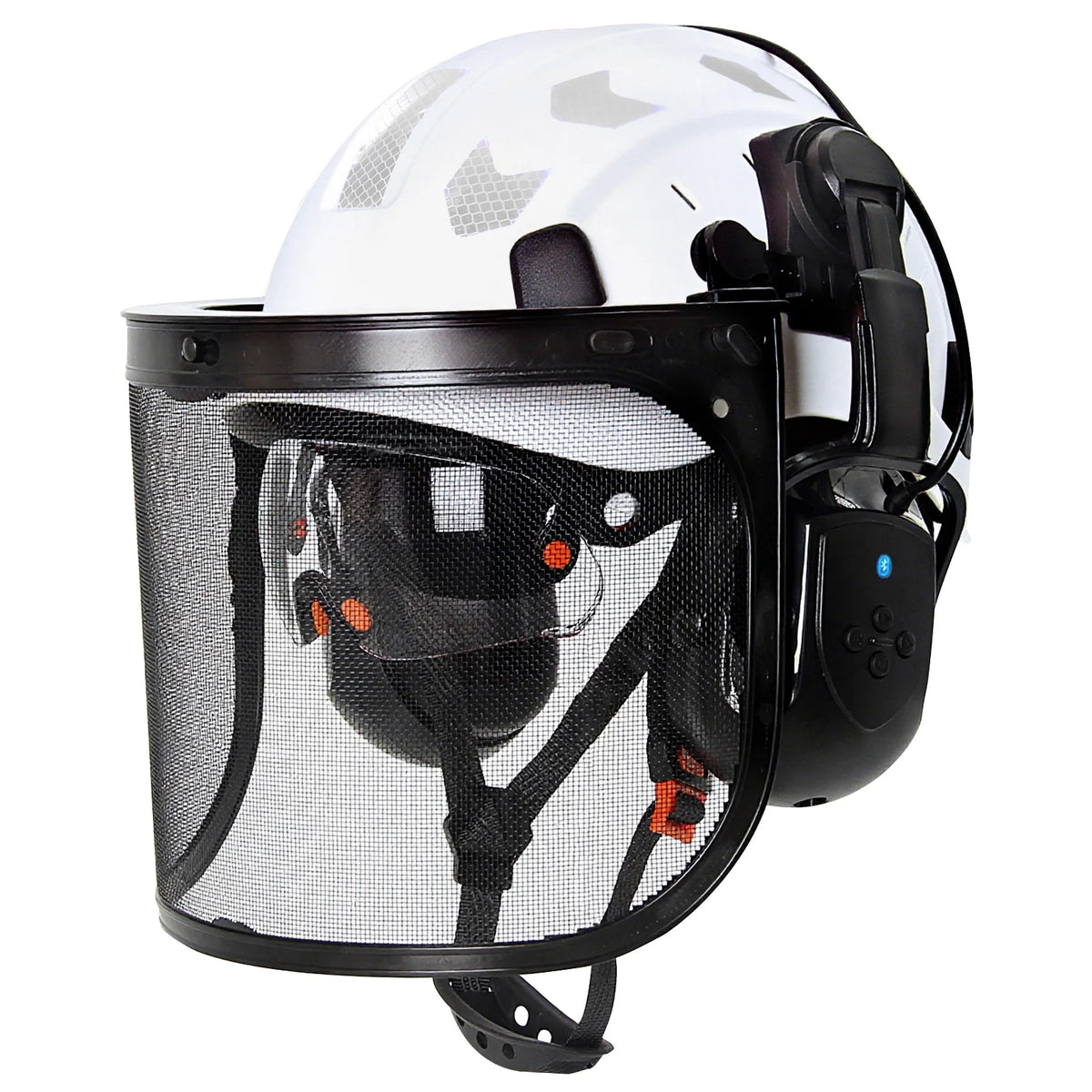 SF06 Forestry Safety Helmet &ndash; Bluetooth 5.0 Goggles Earmuffs White Set