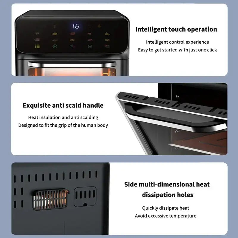 10L Large Capacity Oil Free Air Fryer With 360 Convection