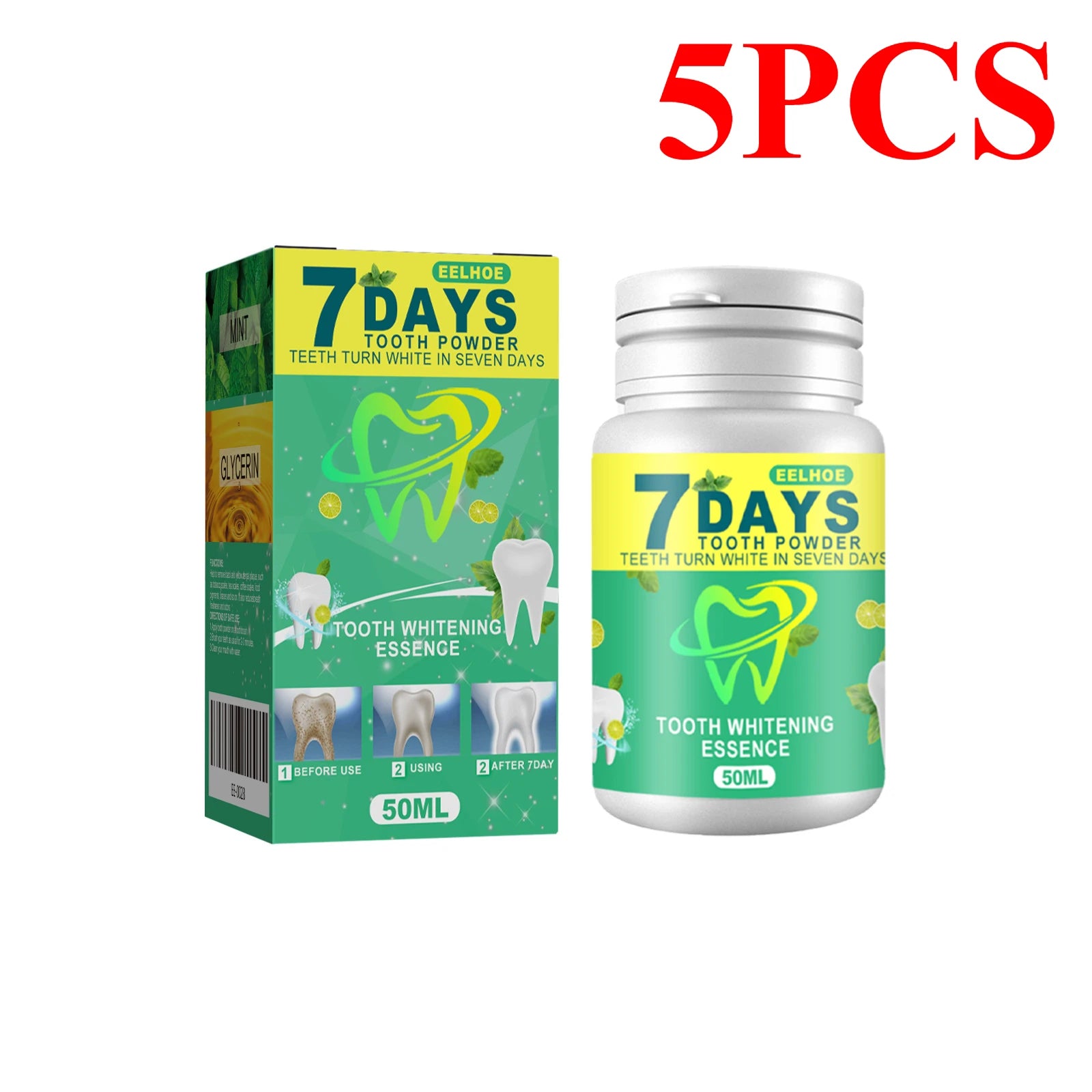 5 Days Whitening Tooth Powder &ndash; Effective Stain Removal for Radiant Smile 5PCS