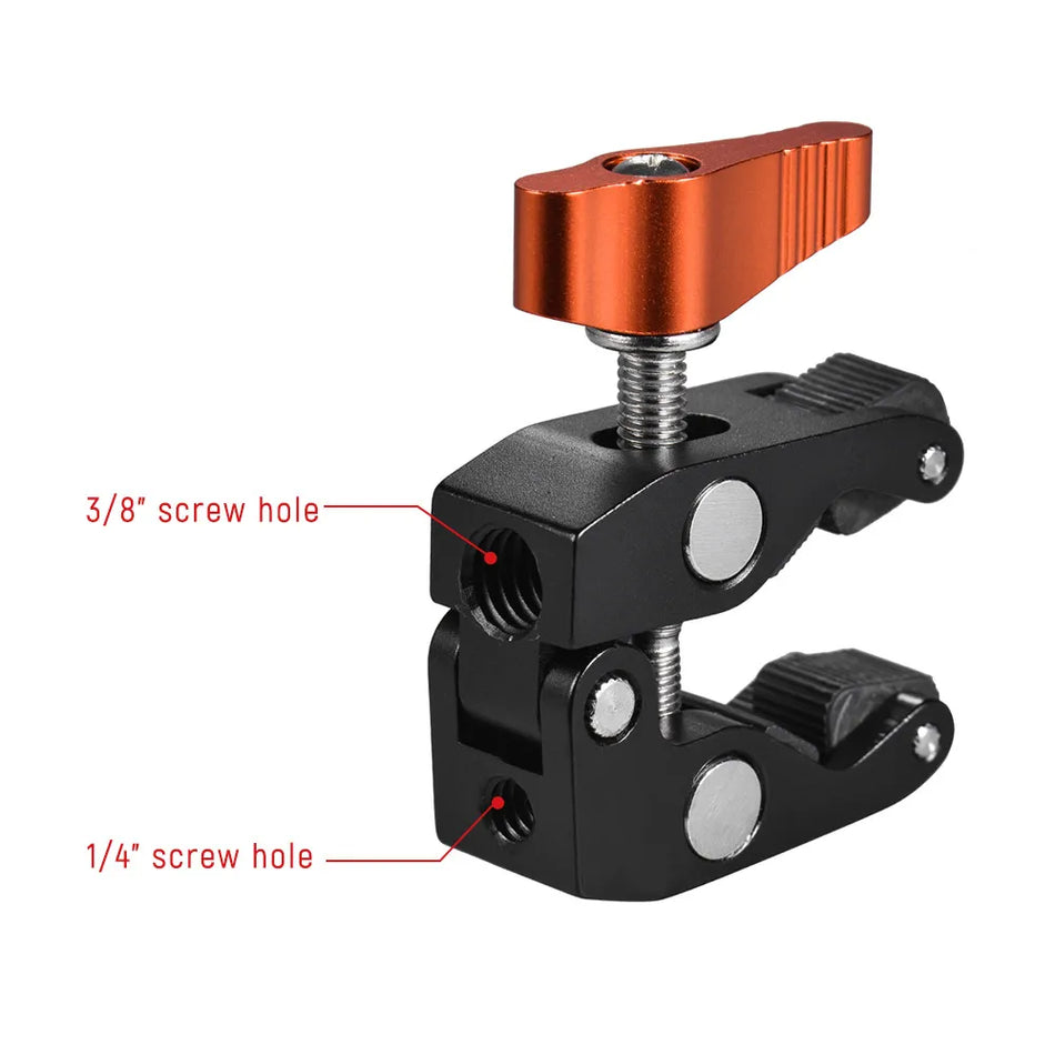 Andoer Crab Clamp With 1/4in And 3/8in Screw Holes Non Slip Stainless Steel