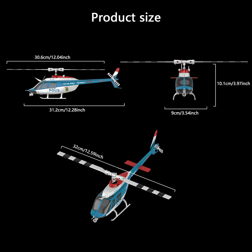 C138 PRO 6CH RC Helicopter &ndash; Gyro Stabilized Flight