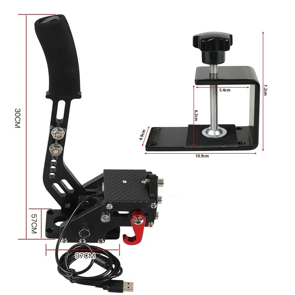 USB Ruční brzda pro PC závodní kola G25 G27 G29 T300 T500 s pevným držákem