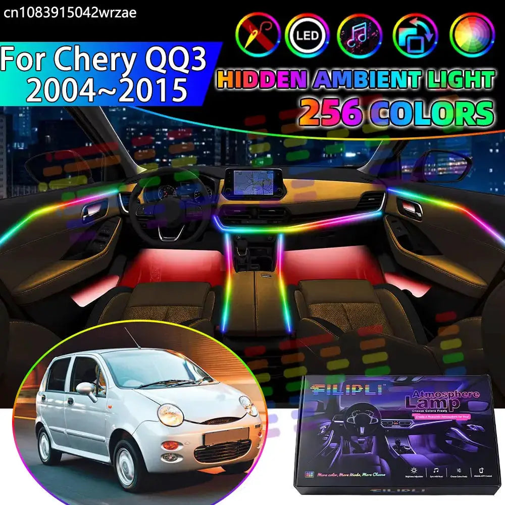 For Chery QQ3 2004~2015 MK1 IQ Sweet MVM RGB Car Interior Ambient Lights Strips Breathing Lighting Kit App Control LED strips by InterCyprus Trading Ltd