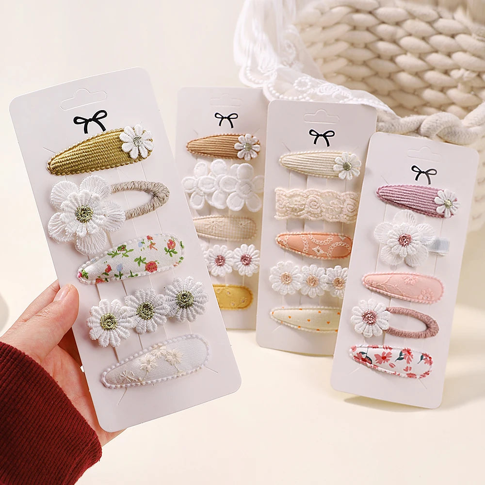 Mini Baby Girl Floral Bow Hair Clip Set