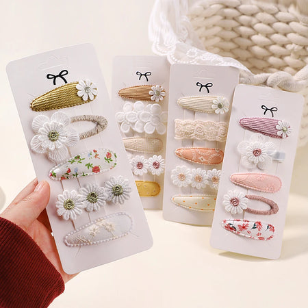 Mini Baby Girl Floral Bow Hair Clip Set