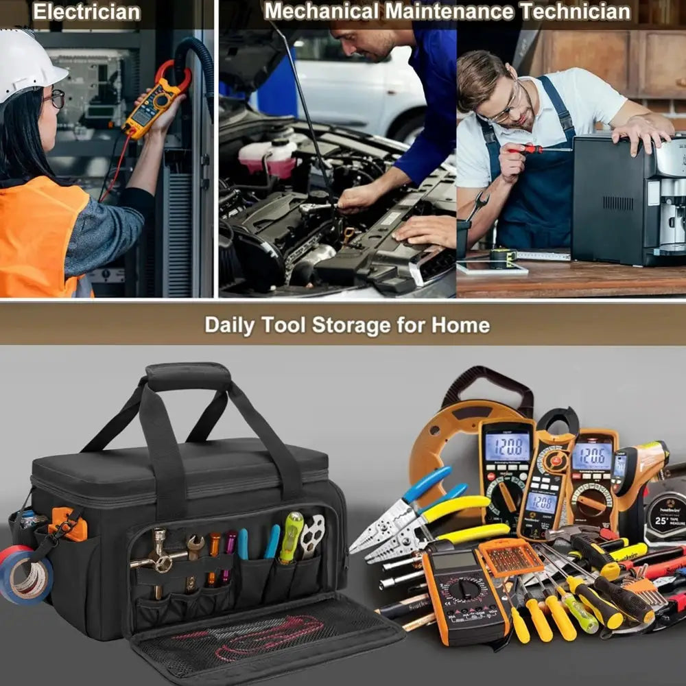 14" Heavy Duty Tool Bag Multipurpose Work Organizer for Handyman,Carpenter,Durable Portable Tool Storage by InterCyprus Trading Ltd