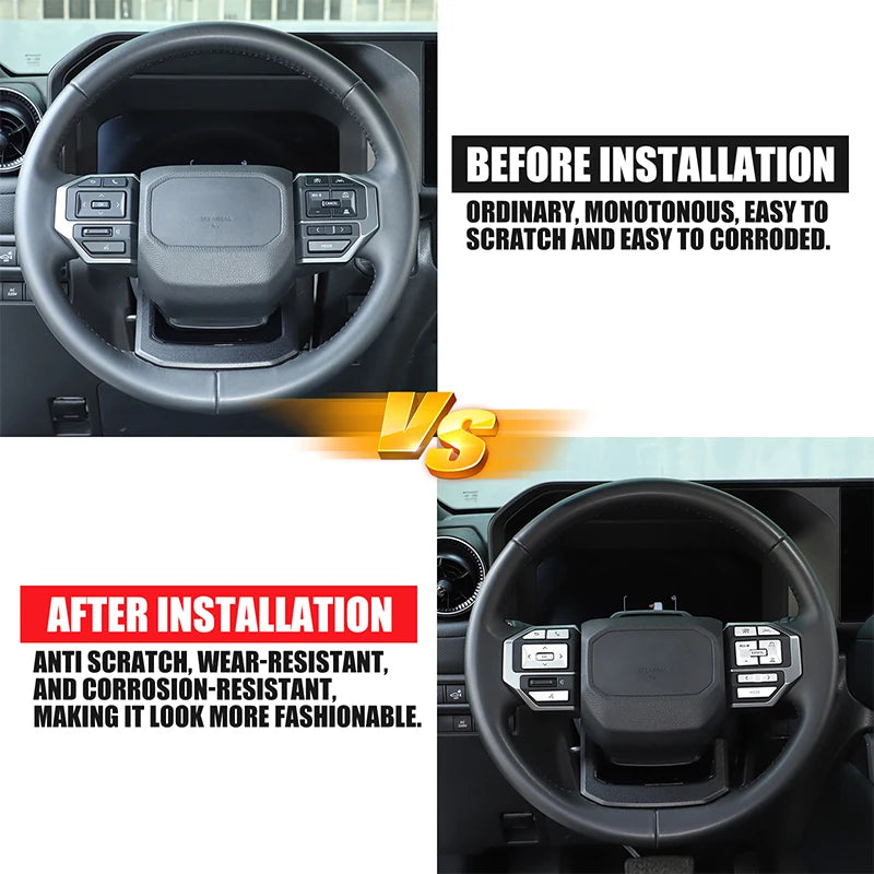 Naklejka na przycisk kierownicy ze stali nierdzewnej Prado LC250