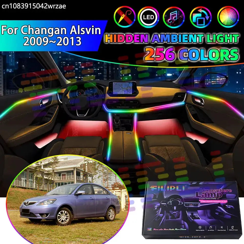 For Changan Alsvin 2009~2013 2010 2011 MK1 RGB Car Interior Ambient Lights Strips Breathing Lighting Kit App Control LED strips by InterCyprus Trading Ltd