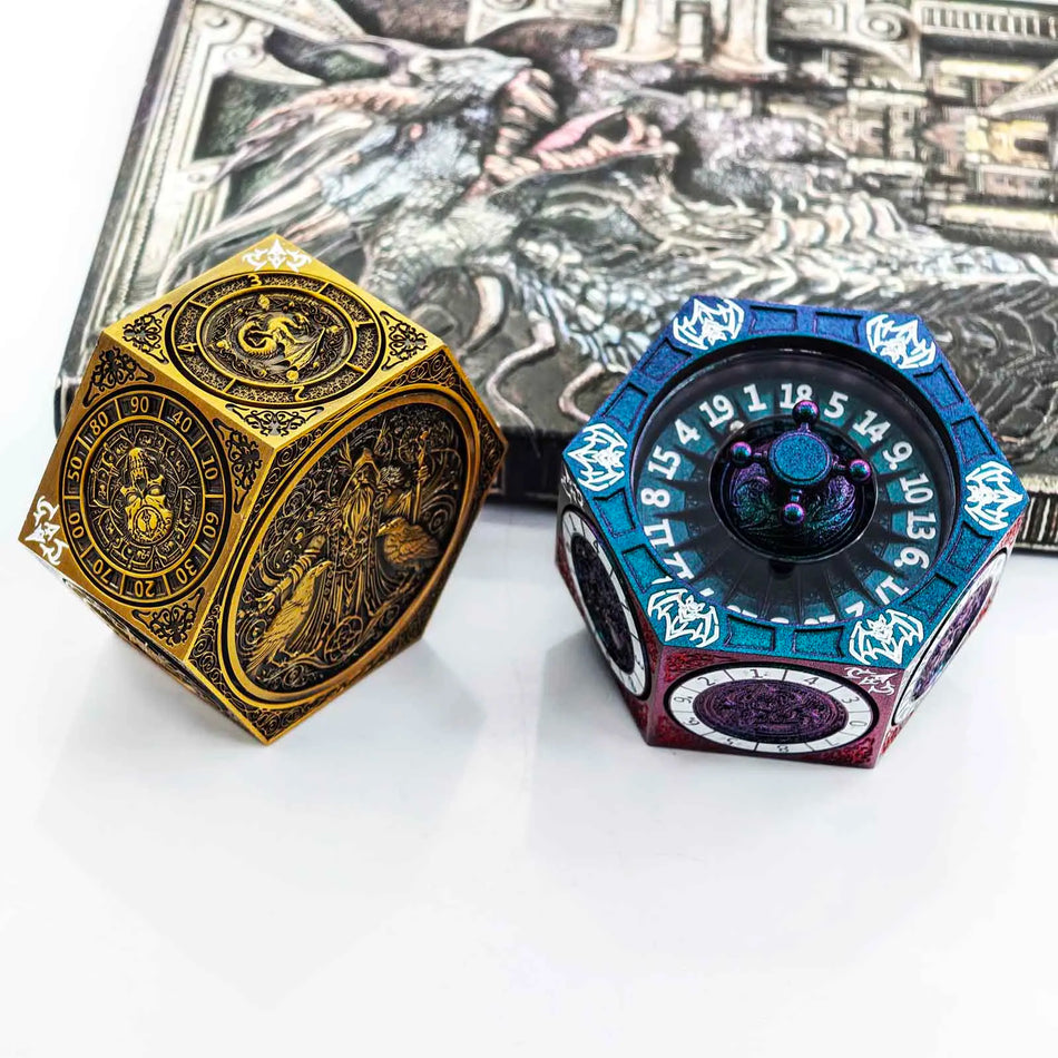 Metall-Dreh-DND-Würfel mit Fingertipp-Gyroskop für Dungeons & Dragons