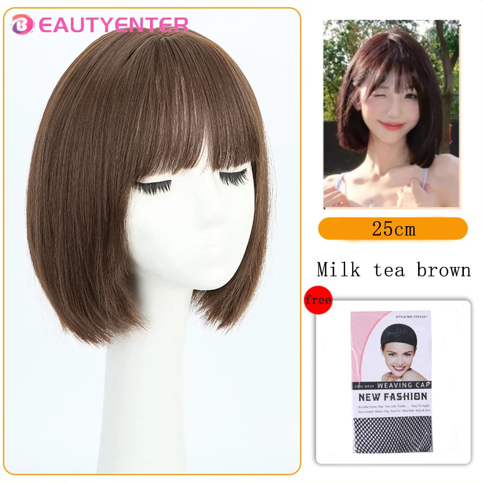 BeautyEnter Long Black Bangs Synthetic Wig for Cosplay and Daily Wear 8-33
