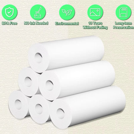 QKX Instant Print Camera Refills - 6 Rolls BPA Free Thermal Photo Paper 57 x 30 mm