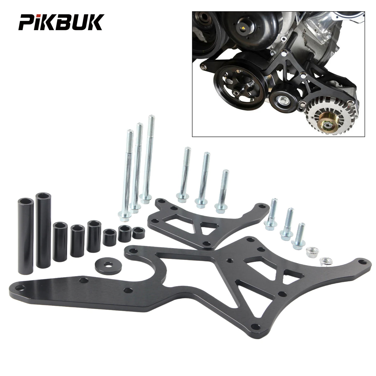 Anodized Aluminum Serpentine Alternator Bracket for GM LS 1999-2013 by InterCyprus Trading Ltd