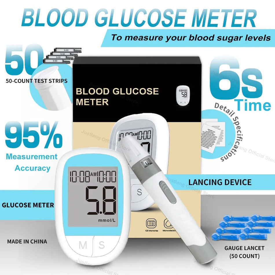 JUSTLANG Medical Glucometer 50/10 SET &ndash; Fast 6s Test