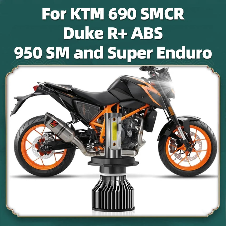Lâmpada LED H4 para Farol KTM 690 SMCR, 6000K, 10000LM, 12V, Luz Super Brilhante para Motocicleta