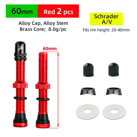 Deemount Schrader A/V Valves &ndash; Durable CNC Machined Alloy Construction AV 60mm Red  2P MA2 / CHINA