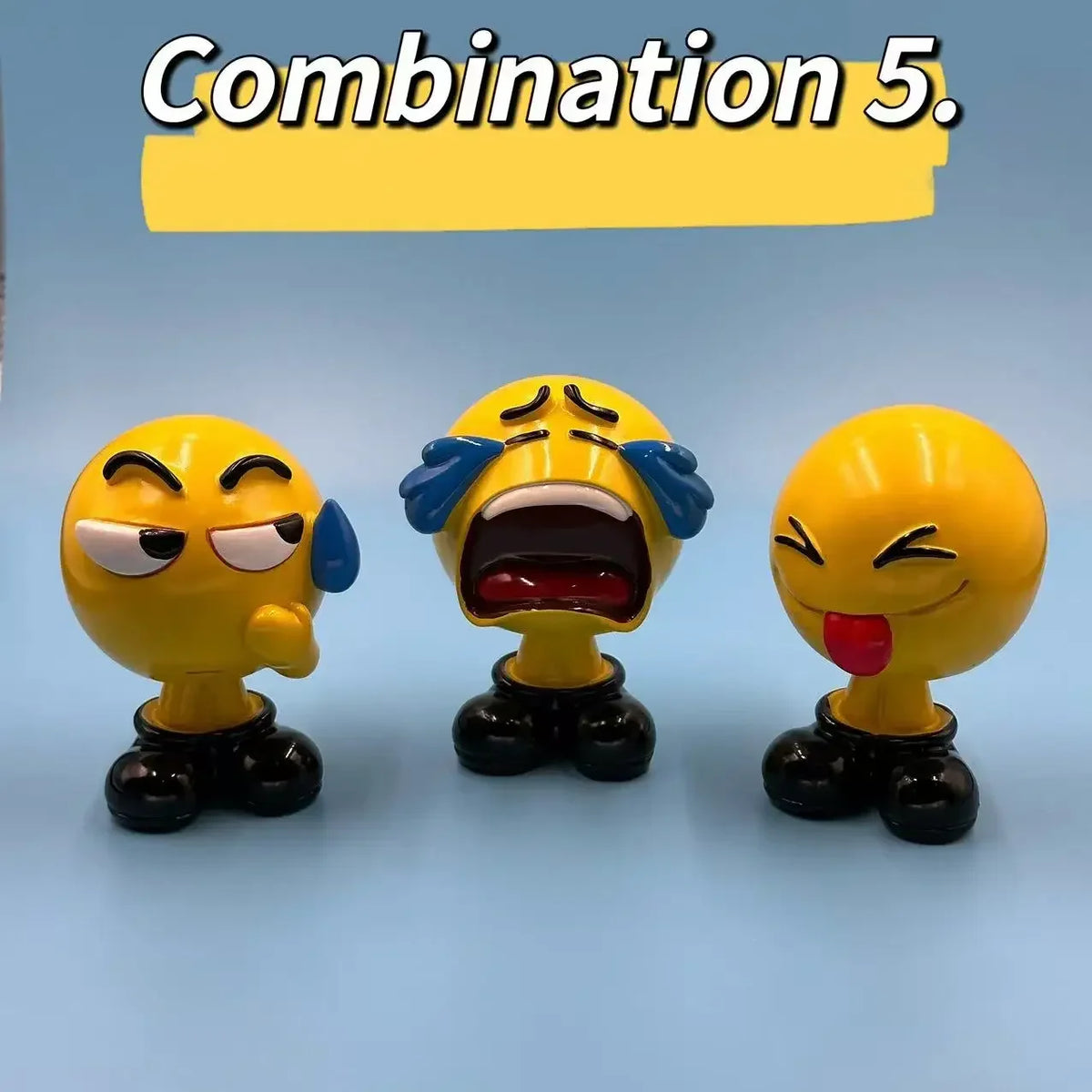 Funny Cartoon Car Bobblehead Pendants - 3PCS Resin Shaking Head Accessories for Interior D&eacute;cor Combination 5