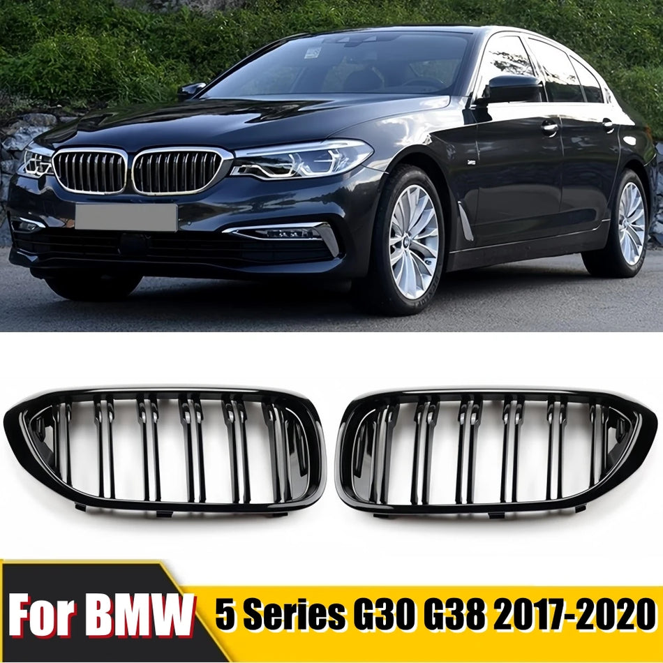 Grill nerki do BMW serii 5 M5, podwójne szczeliny, wysoka jakość, błyszcząca czerń, ABS, aktualizacja