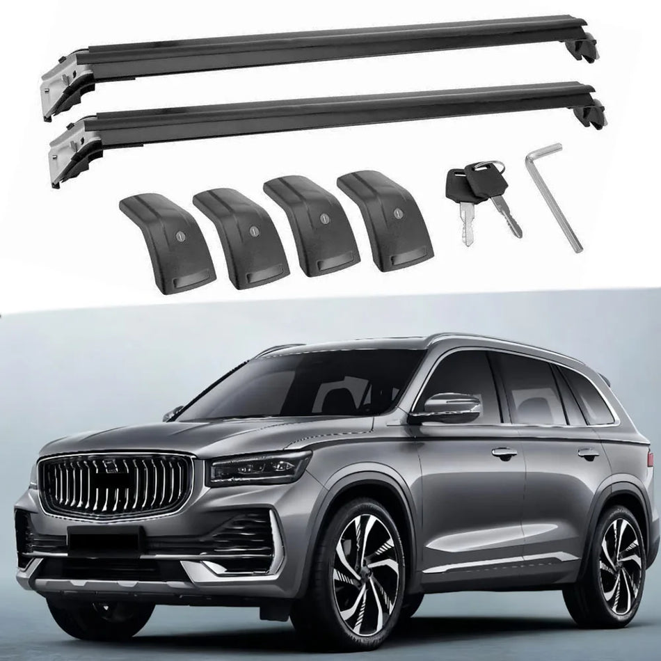 Geely Monjaro tvärstag med låsbart takräcke i aluminiumlegering, 2-delars set, passar 2023–2026