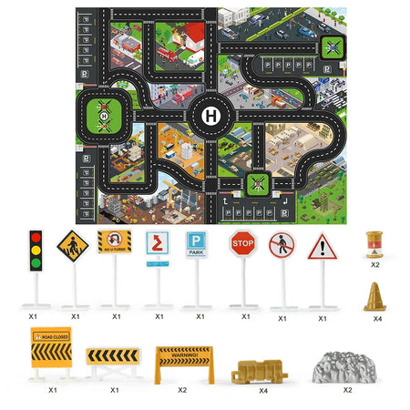 Coolplay City Road Map Mat &ndash; Interactive Traffic Play Area for Kids Map B - Sign 2