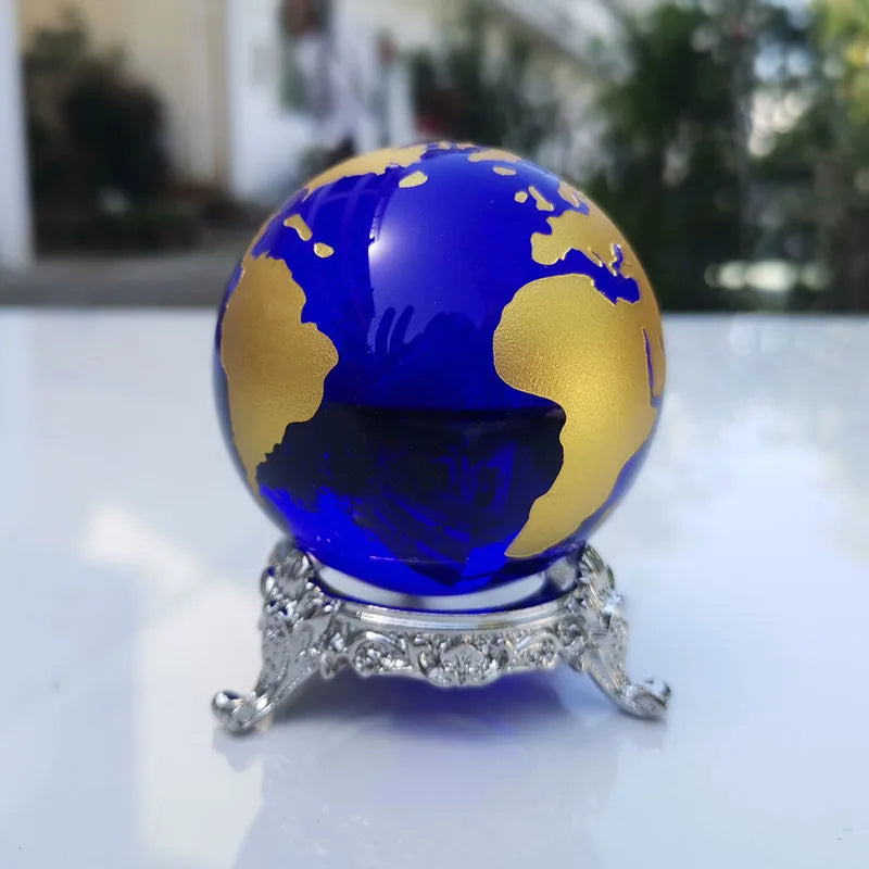 60mm Crystal Ball Blue World Globe Stand &ndash; Crystal Clarity 3 / 60mm
