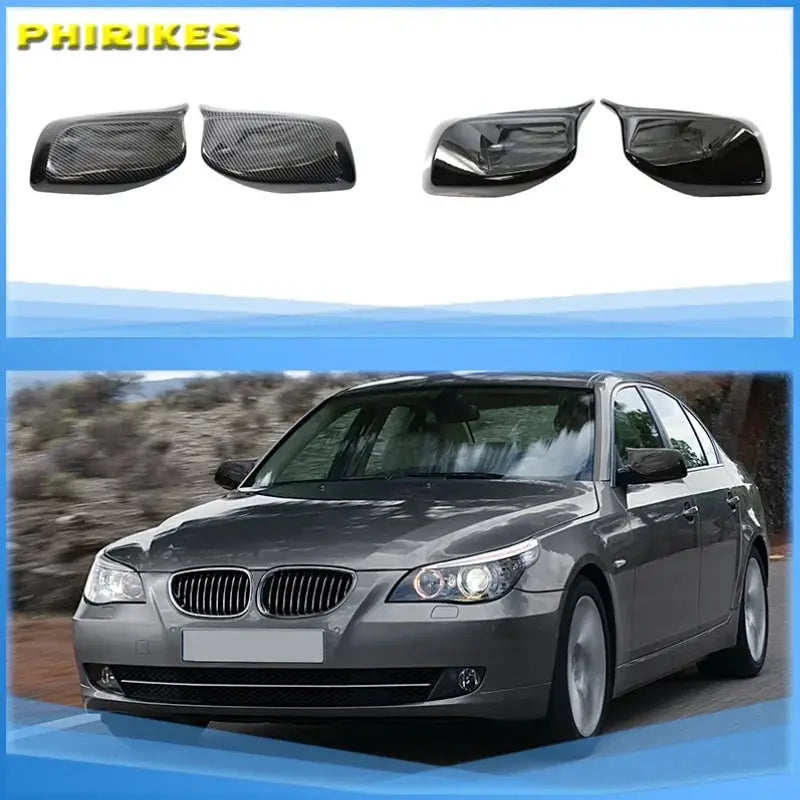 Rearview Mirror Cover Cap Carbon Fiber / Black for BMW 5 Series E60 E61 E63 E64 2004-2008 520i 525i 528i 528xi 530i Car styling by InterCyprus Trading Ltd