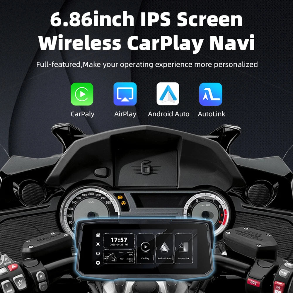 EKIY 6.86 Inch Motorcycle GPS &ndash; Wireless CarPlay and Android Auto Compatibility