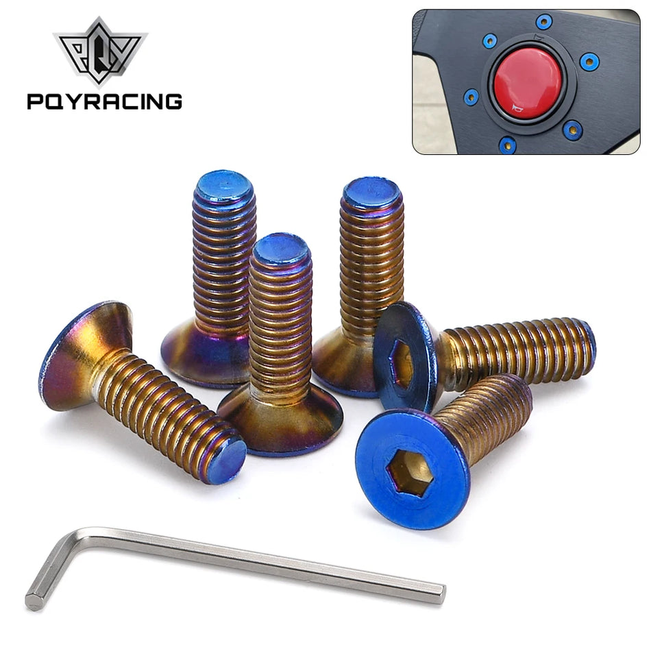 Gebrannte Titan-Lenkradschrauben für Works Bell Boss Kit, 6 Stück, Aluminium