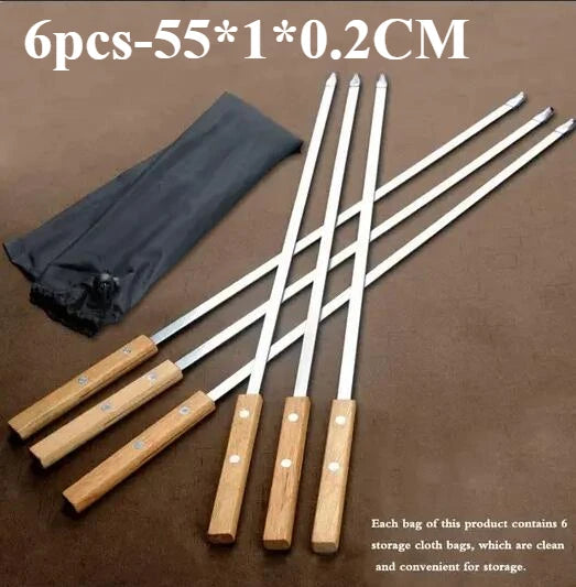 Premium Stainless Steel BBQ Skewers - Perfect for Shish Kebab and Grilling 6pcs-55cm