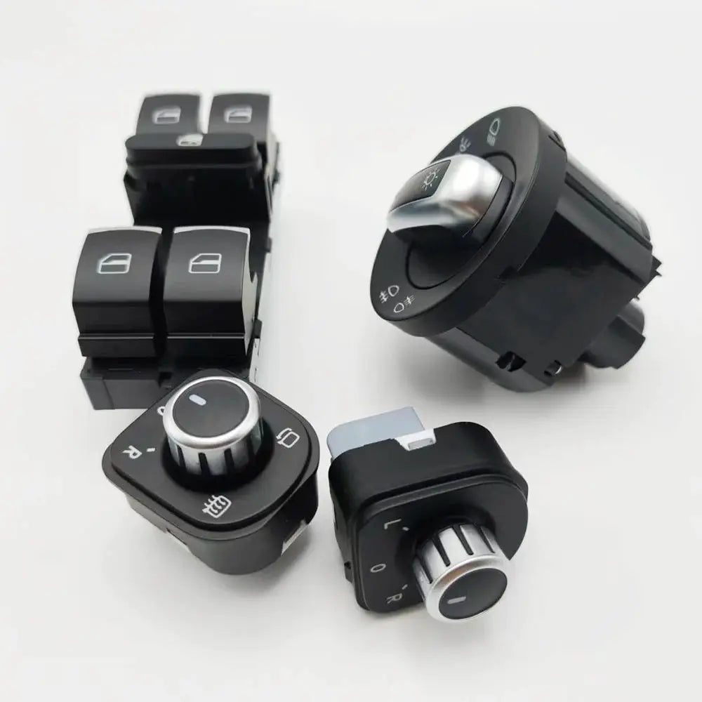 Chrome Headlight and Power Window Master Switch for VW Golf Mk5 Mk6 Jetta Passat B6 Touran SEAT 5ND941431B 5ND959857 by InterCyprus Trading Ltd