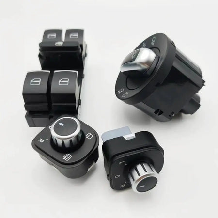 Chrome Headlight and Power Window Master Switch for VW Golf Mk5 Mk6 Jetta Passat B6 Touran SEAT 5ND941431B 5ND959857 by InterCyprus Trading Ltd