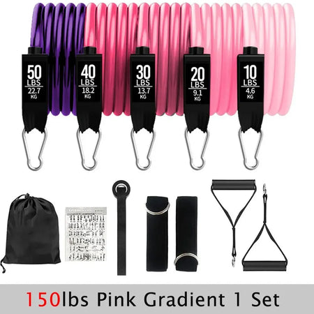 Resistance Bands Set for Men &amp; Women - Fitness, Home Gym, Strength Training 150lbs Pink Gradient