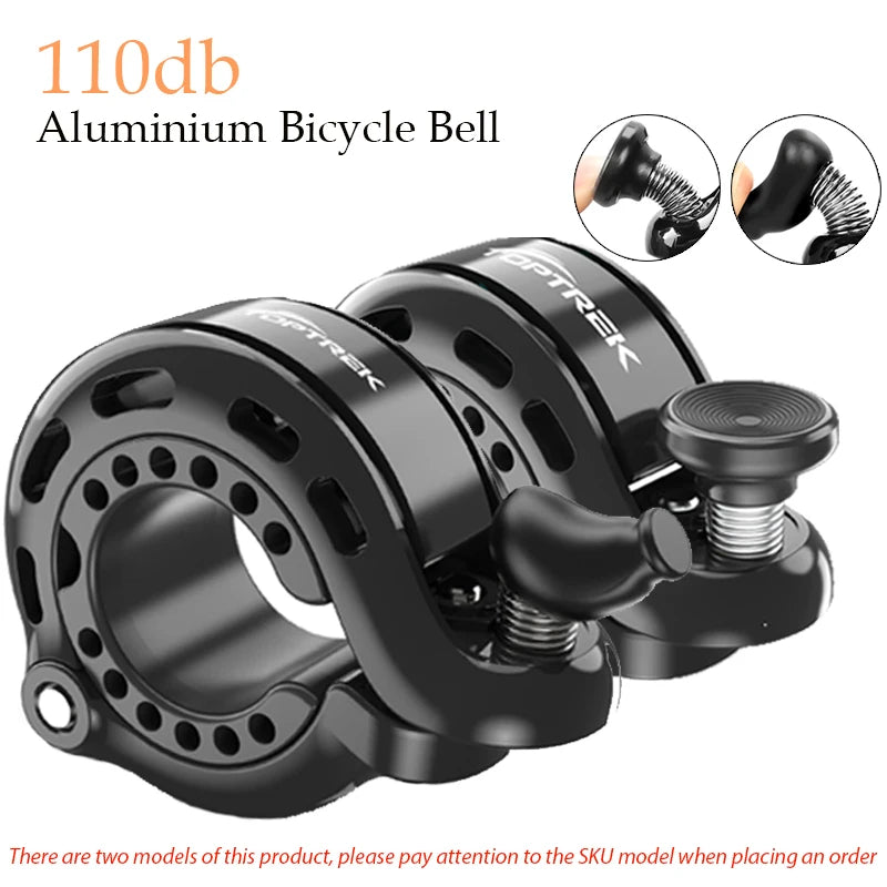 Clopoțel pentru bicicletă Toptrek pentru MTB, aliaj de aluminiu, sunet clar, montare pe ghidon