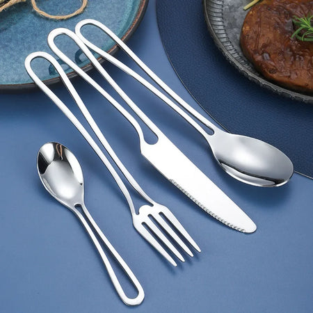 4Pcs Hollowed Out Handle Dinnerware Set &ndash; Eco-Friendly Stainless Steel Flatware